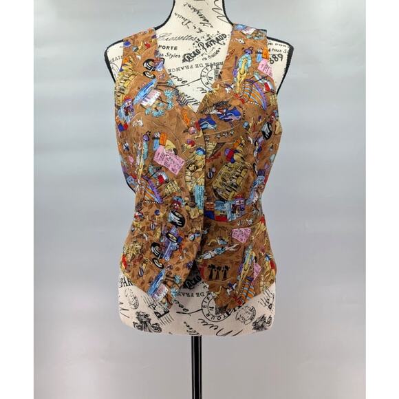 VTG Nicole Miller 1993 Vest Medium Egyptian Art to Wear Artsy Limited Edition - Picture 1 of 16